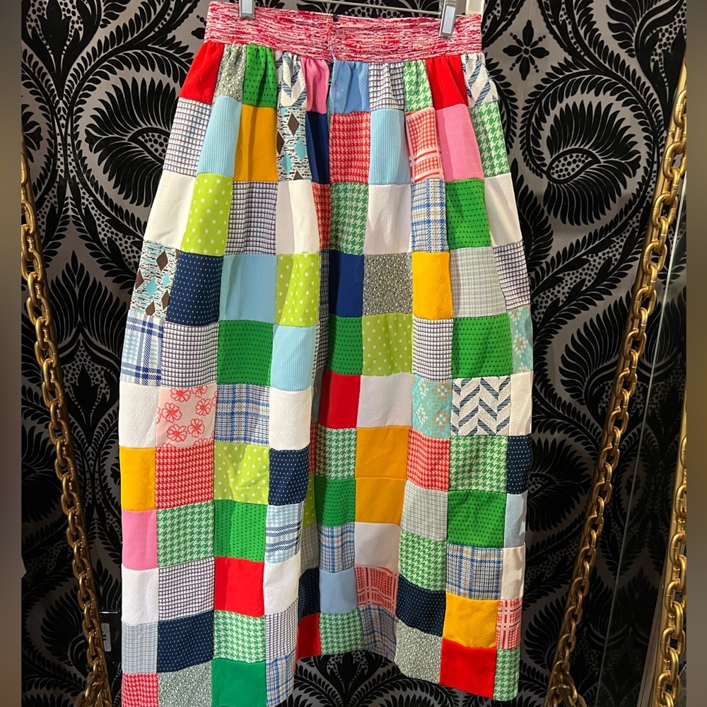 Vintage patchwork skirt 70s print maxi skirt hippie ski skirt festival wear